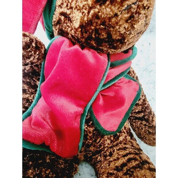 Teddy Bear Dark Brown Christmas 18" Santa Vintage Plush Unbranded - Picture 5 of 10